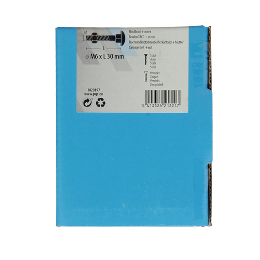 Mack 1020197 - houtbout + moer verzinkt 30 stm6 x 30 mm | 5 stuks