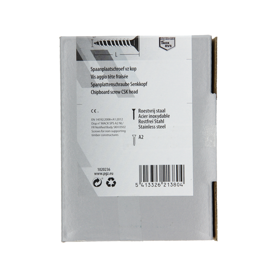 Mack 1020236 - spaanplaatschroef vz kop inox a2 100 st 4,0 x 45 mm | 2 stuks