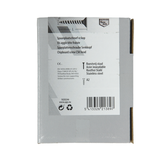 Mack 1020244 - spaanplaatschroef vz kop inox a2 100 st 5,0 x 40 mm | 2 stuks