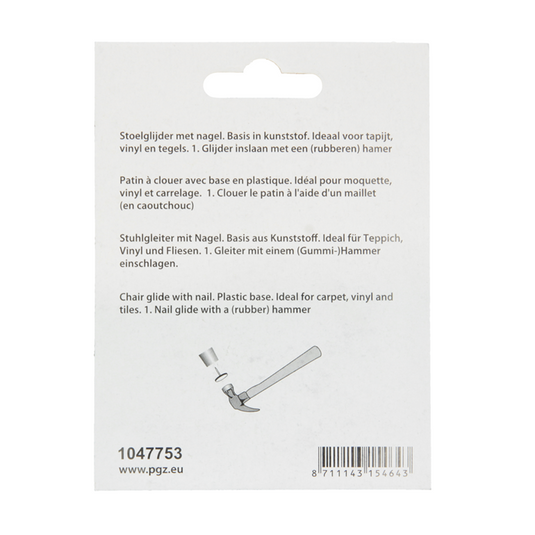 Mack 1047753 - stoelglijder nagel kunststof wit ø 28 mm 4 st pcs | 6 stuks