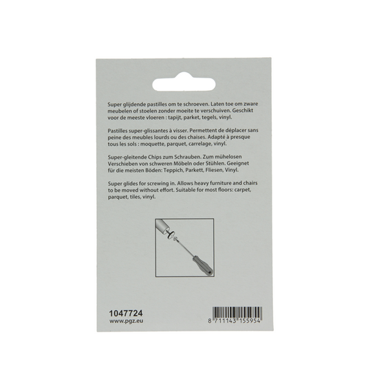 Mack 1047724 - glij-stoeldop met schroef grijs ø 38 mm 4 st pcs | 6 stuks