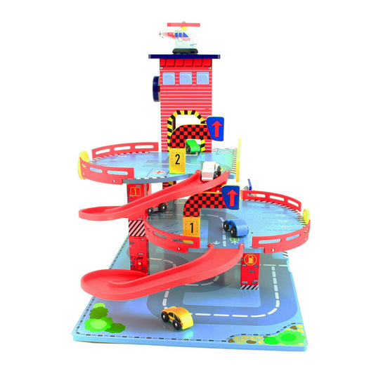 Playwood mentari houten garage rood
