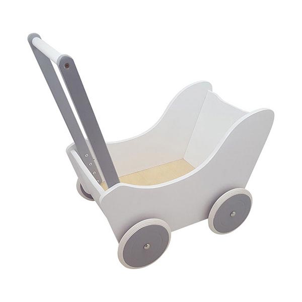 Load image into Gallery viewer, Playwood poppenwagen wit zilver
