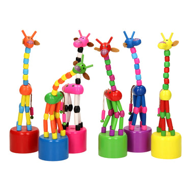 Playwood houten drukpop giraffe gekleurd