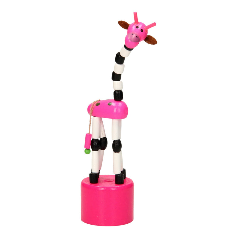 Load image into Gallery viewer, Playwood houten drukpop giraffe gekleurd
