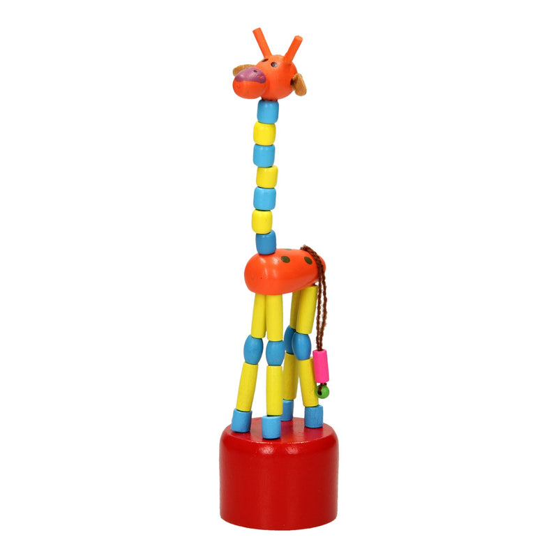 Load image into Gallery viewer, Playwood houten drukpop giraffe gekleurd
