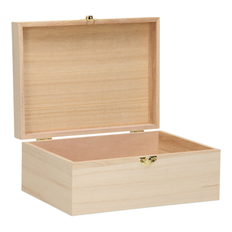 ギャラリービューアに画像をロードする, Merkloos sans marque houten kist a5 formaat - klepdeksel - slotje - paulownia
