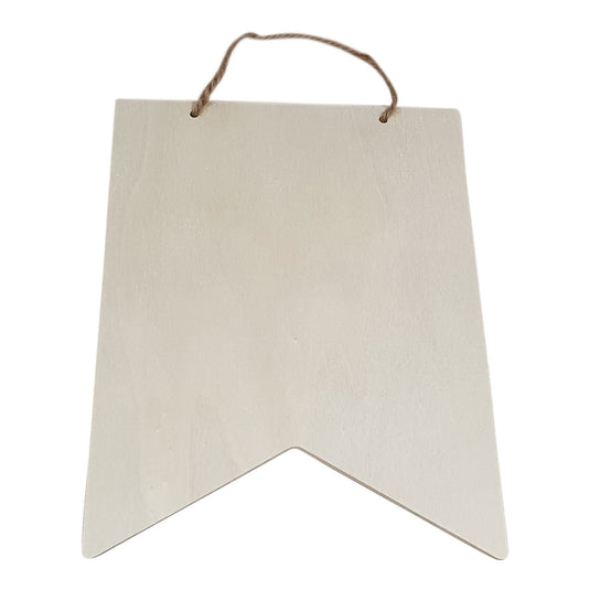 Playwood houten vlag rechthoek met hanger, 25,3x20,3cm