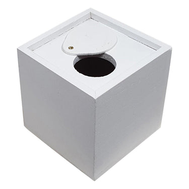 Creativ company houten spaarpot vierkant - wit - l 8,7 cm x b 8,5 cm x h 8,6 cm