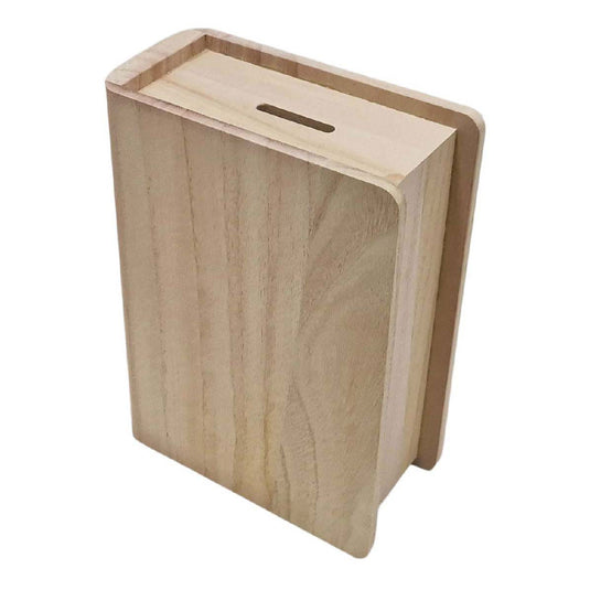 Playwood houten spaarpot boekvorm paulownia