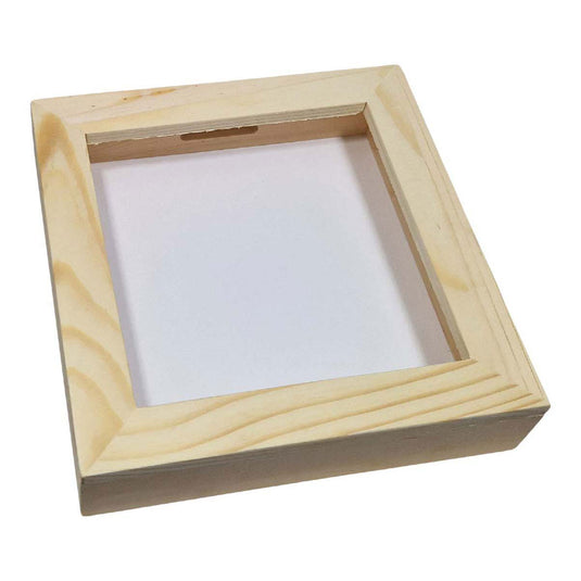 Playwood houten spaarpot plexiglas met witte achterkant middel