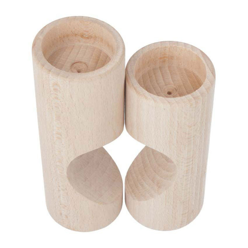 Afbeelding laden in galerijviewer, Playwood houten waxinelichthouder hart decoratie set van 2 naturel.
