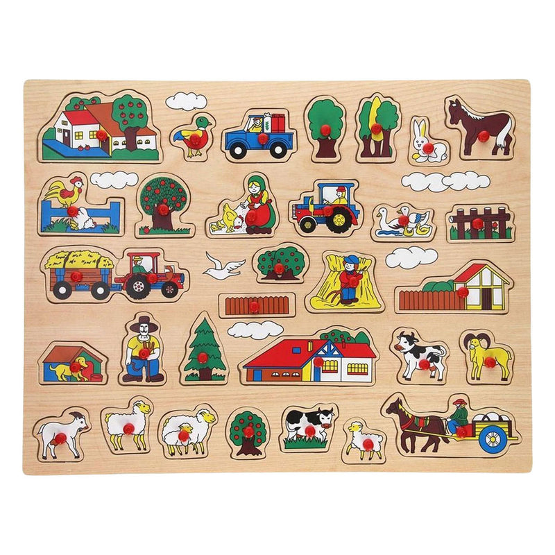 Cargue la imagen en el visor de la galería, Playwood houten noppenpuzzel boerderij extra groot - 32st.
