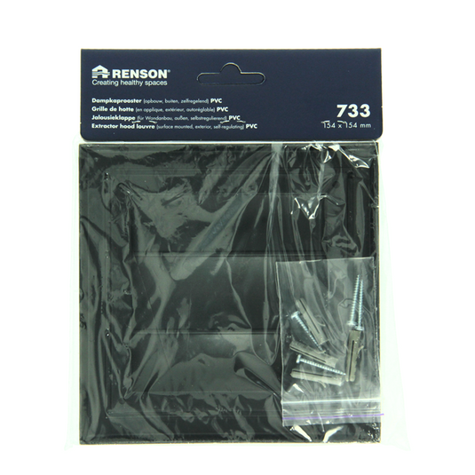 Renson 1069265 - opbouw dampkaprooster pvc 733 (154x154) str 9005 (zwart) | 2 stuks
