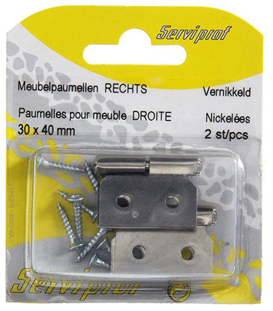 Mack 1013467 - 2 meubelpaumellen rechts vernikkeld h 30 x b 40 mm | 5 stuks
