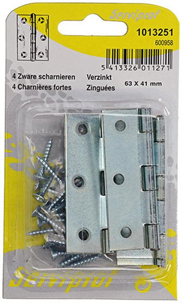 Mack 1013251 - 4 zware scharnieren verzinkt h 63 x b 41 mm | 5 stuks