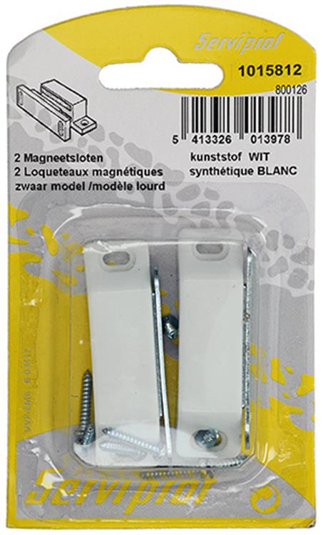 Mack 1015812 - 2 magneetsloten, zwaar model, kunststof wit | 10 stuks