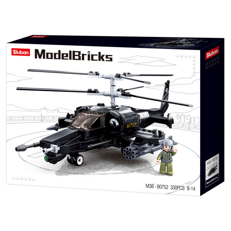 Afbeelding laden in galerijviewer, Sluban modelbricks gevechtshelikopter bouwspeelgoed – constructiespeelgoed – bouwset met 330 bouwstenen – m38-b0752 – vanaf 8 jaar
