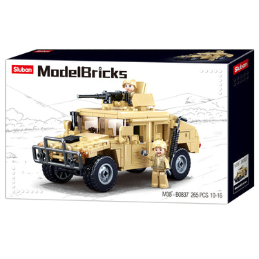 Sluban modelbricks gevechts terreinwagen bouwspeelgoed kinderen vanaf 6 jaar - constructiespeelgoed modelbouw - bouwdoos met 265 bouwstenen - m38-b0837