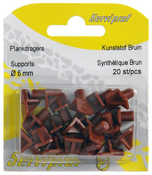 Mack 1015841 - 20 plankdragers kunststof bruin ø 6 mm | 5 stuks