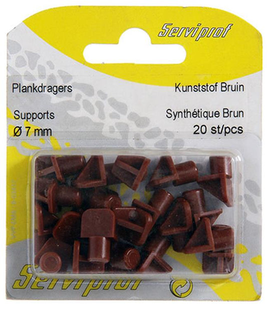 Mack 1015842 - 20 plankdragers kunststof bruin ø 7 mm | 5 stuks