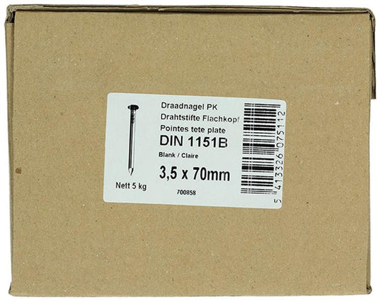 1015649 - doos 5 kg. nagels platte kop 3,5x70 mm | 3 stuks