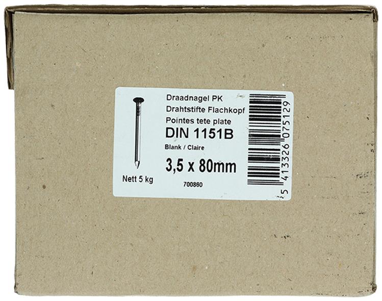 Laden Sie das Bild in Galerie -Viewer, 1015650 - doos 5 kg. nagels platte kop 3,5x80 mm | 2 stuks
