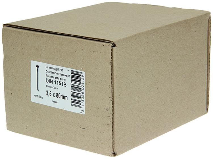 Laden Sie das Bild in Galerie -Viewer, 1015650 - doos 5 kg. nagels platte kop 3,5x80 mm | 2 stuks
