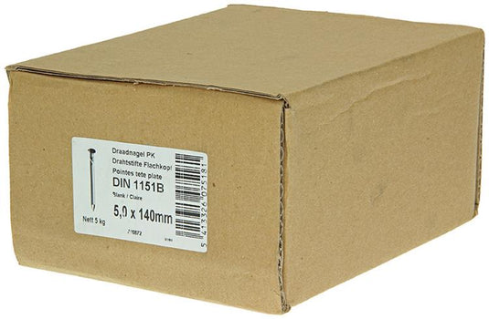 1015656 - doos 5 kg. nagels platte kop 5,0x140 mm | 2 stuks