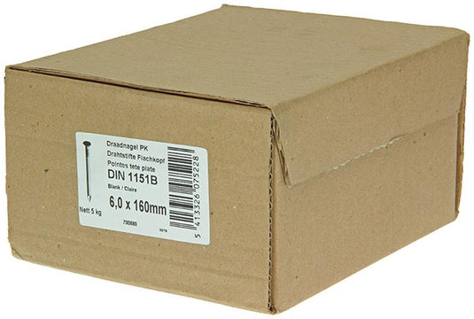 1015660 - doos 5 kg. nagels platte kop 6,0x160 mm | 2 stuks