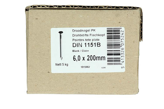 1015662 - doos 5 kg. nagels platte kop 6,5x200 mm | 2 stuks