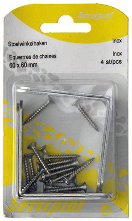 Chargez l'image dans la visionneuse de la galerie, Mack 1013775 - 4 stoelwinkelhaken inox 60x60mm | 10 stuks
