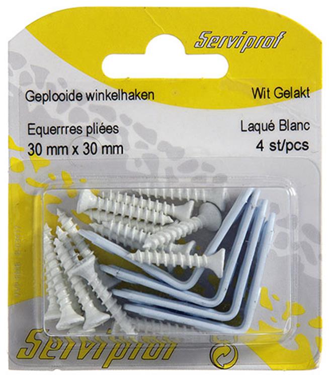 Laden Sie das Bild in Galerie -Viewer, Mack 1013793 - 4 geplooide winkelhaken wit gelakt 30x30mm | 10 stuks
