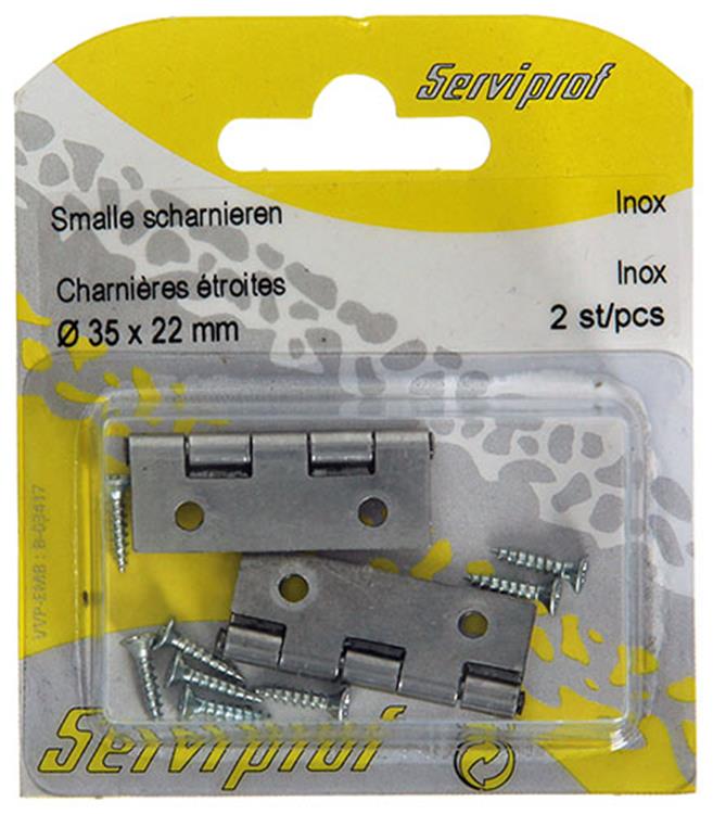 Afbeelding laden in galerijviewer, Mack 1013708 - 2 smalle scharnieren inox h 35 x b 22 mm | 5 stuks
