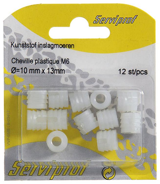 Chargez l'image dans la visionneuse de la galerie, Mack 1014488 - 12 kunststof inslagmoeren m6 ø 11 mm x 11mm | 10 stuks
