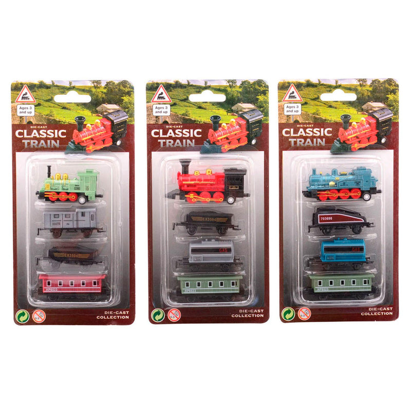 Afbeelding laden in galerijviewer, Johntoy diecast locomotief met drie wagons. 3+
