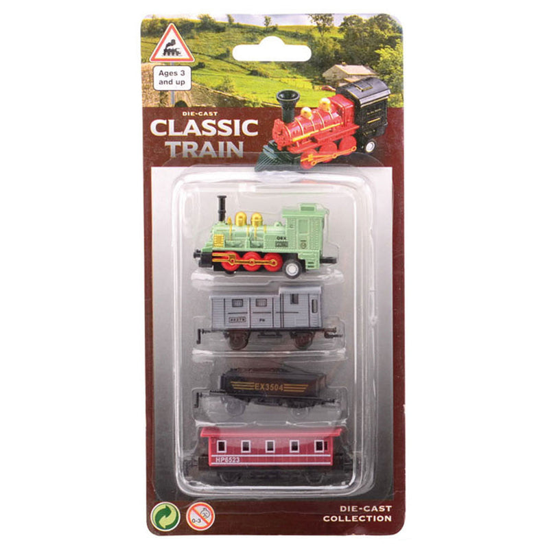 Afbeelding laden in galerijviewer, Johntoy diecast locomotief met drie wagons. 3+
