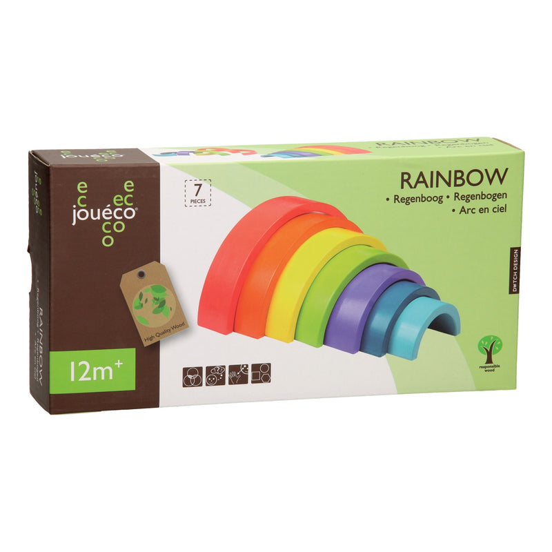 Afbeelding laden in galerijviewer, Jouéco regenboog hout, 7 delig. 2+
