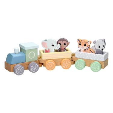 Joueco houten trein wilde dieren