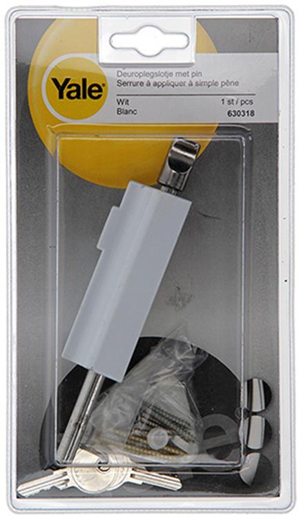 Yale 1019107 - 1 deuroplegslotje, met pin, wit | 2 stuks
