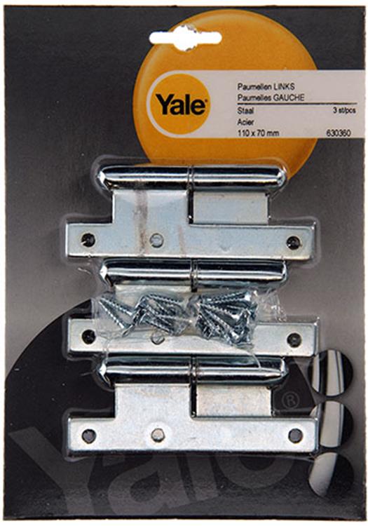 Afbeelding laden in galerijviewer, Yale 1019128 - 3 stalen paumellen bichromaat l 110x70mm | 5 stuks
