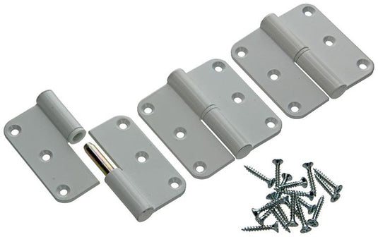 Yale 1019141 - 3 paumellen alu wit afger.hoekrechts 80x80mm | 5 stuks