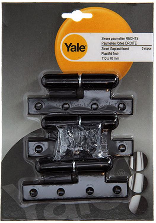 ギャラリービューアに画像をロードする, Yale 1019157 - 3 zware paumellen zwart geplast.rechts 110x70mm | 5 stuks
