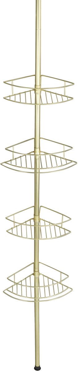 Wenko hh wenko telescopisch doucherek dolcedo 4-laags rvs mat goud - uitschuifbaar van 65 tot 275cm - douchemand - bevestigen zonder boren