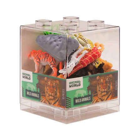 Afbeelding laden in galerijviewer, Johntoy animal world - 10-delige wilde dieren set in stapel kubus
