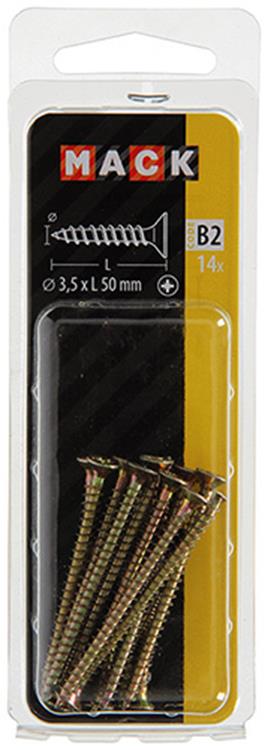 Mack 1017229 - spaanplaatschroef vz kop geelverz.14 st 3,5 x 50 mm | 10 stuks