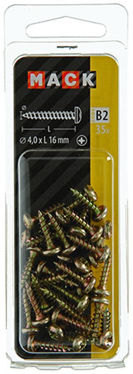 Afbeelding laden in galerijviewer, Mack 1017271 - spaanplaatschroef cylkop geelverz.35 st 4,0 x 16 mm | 10 stuks
