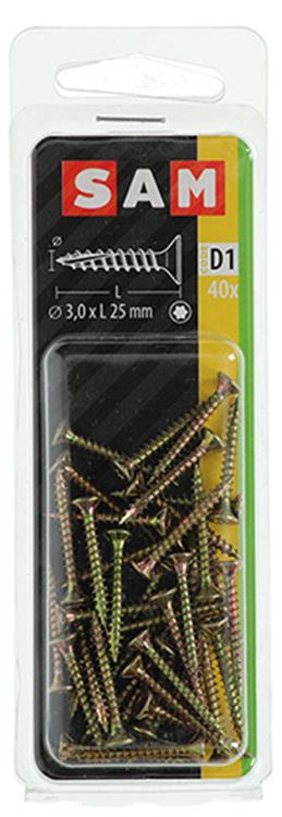 Mack 1017283 - spaanplschr.vzkop-zelfb. geelverz. 40 st 3,0 x 25 mm | 10 stuks