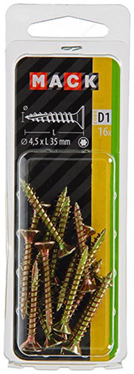 Cargue la imagen en el visor de la galería, Mack 1017304 - spaanplschr.vzkop-zelfb. geelverz.16 st 4,5 x 35 mm | 10 stuks
