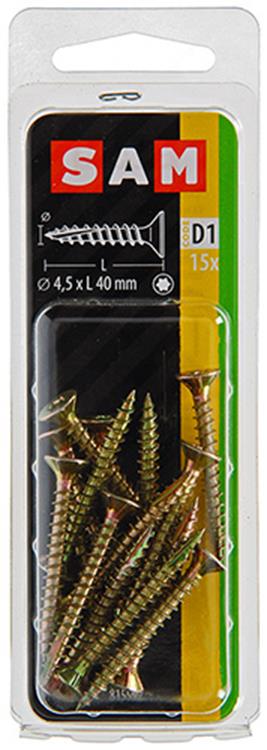 Mack 1017305 - spaanplschr.vzkop-zelfb. geelverz.15 st 4,5 x 40 mm | 10 stuks